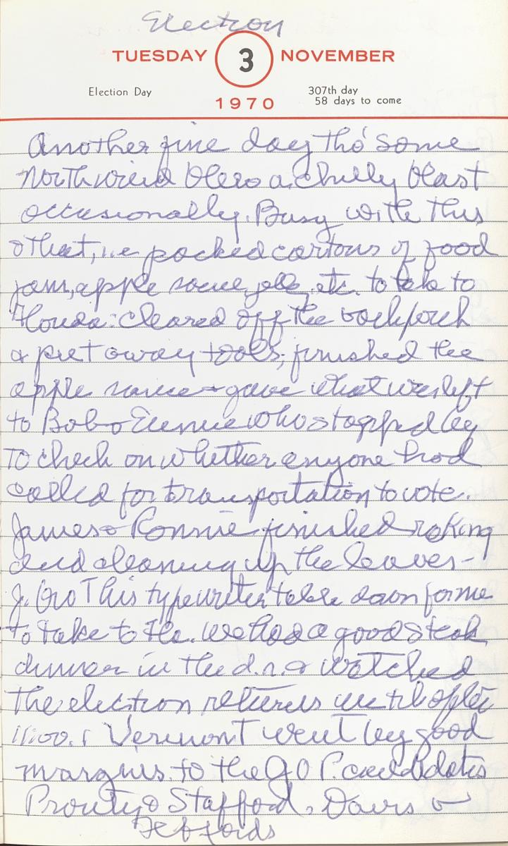 Dairy entry for November 3, 1970