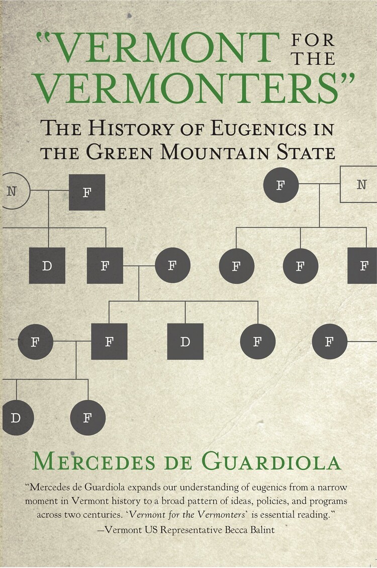 Book cover with title, Vermont for the Vermonters in greeen above a pedigree chart.