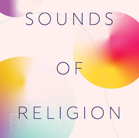 The words "Sounds of Religion" are shown on a pink background surrounded by colored circles and lines.